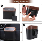 Car Trash Can with Lid, Leakproof Vehicle Trash Bin Auto Dustbin Organizer, Waterproof Mini Garbage Bin Trash Container with Garbage Bag for Automotive Car, Home, Office, Kitchen