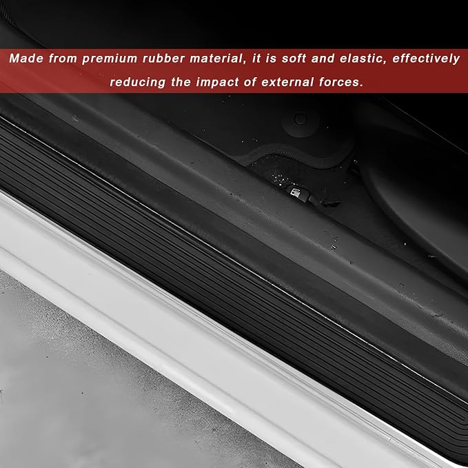 4 PCS Car Door Sill Protector, Anti-Scratch Automotive Threshold Protective Strip, Waterproof Door Edge Guards Step Shield Cover for Sedans Trucks SUVs, Car Accessories (Black)