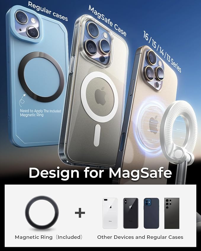 2026 Upgraded for MagSafe Vacuum Car Phone Mount, 2800gf Strong Magnetic Phone Holders for Your Car, 360° Adjustable 98LBS Suction Cup Car Mount, Car & Truck Accessory for iPhone 12–17 Pro Max