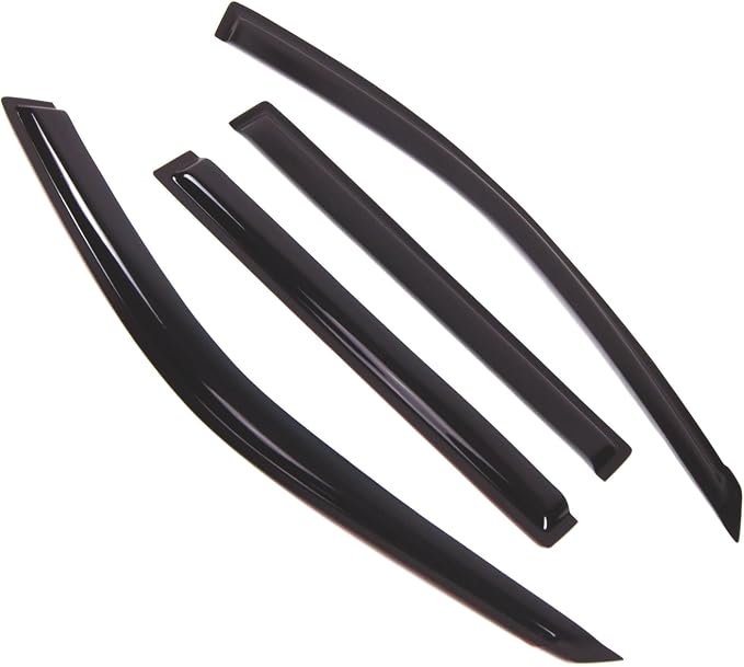 WD2-428 Dark Smoke 4 Pcs Set Window Visor (Outside Mount) Deflector Rain Guard Compatible with 2001-2007 Toyota Highlander