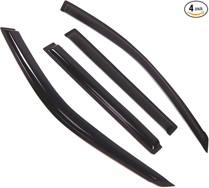 Outside Mount Window Vent Visors Rain Guards Compatible with Toyota Highlander 2001-2007 | Side Window Wind Deflectors Rain Shields | Black Tinted, 4 Pcs Set, BGWV-428