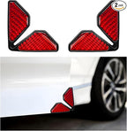 2 PCS Car Door Corner Protector Edge Guards, Real Carbon Fiber Anti-Collision Car Door Edge Protector, Self-Adhesive Decorative Auto Corner Protect, Vehicle Exterior Accessories (Red)