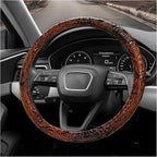 Sun Walker Leather Car Steering Wheel Cover, 15" Anti-Slip Crocodile Pattern Wheel Protector with Rose Grain, Comfortable Grip Steering Wheel Protector Universal for Cars SUVs Trucks (Brown)