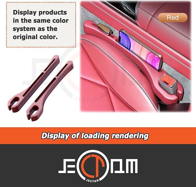 Car Seat Gap Filler, Leather Car Gap Filler Universal Fit for Most Cars and Trucks, Fill The Gap Between Seat and Consoles, Prevents Things from Falling Out, Pack of 2 PCS (Red)