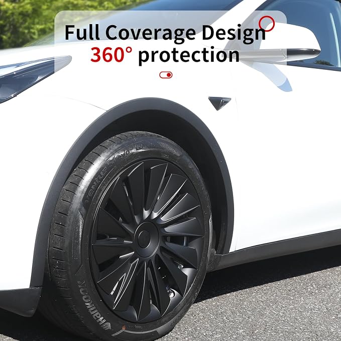 Wheel Cover for Tesla Model Y(2020-2024) 4PCS Hubcaps for Tesla Wheel Cover Model Y 19inch Rim Full Cover Hubcaps Accessories (NewBlade Style, 19 inch)