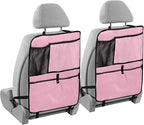 Pink Car Seat Organizer for Kids Backseat Kick Mat with Adjustable Strap Back of Seat Protectors for Cars Vehicle SUV 1 Pcs