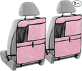 Pink Car Seat Organizer for Kids Backseat Kick Mat with Adjustable Strap Back Seat Protectors for Vehicle SUV Car 2 Pcs