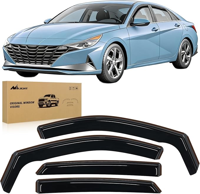 in-Channel Rain Guards for Hyundai Elantra 2021 2022 2023 2024 2025, Vent Window Visors, Original Window Deflectors-4PCS