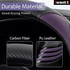 Steering Wheel Covers with Leather and Anti-Slip Rubber Ring, Universal Fit 14.5-15 inches for Cars,SUV (Purple/Black)