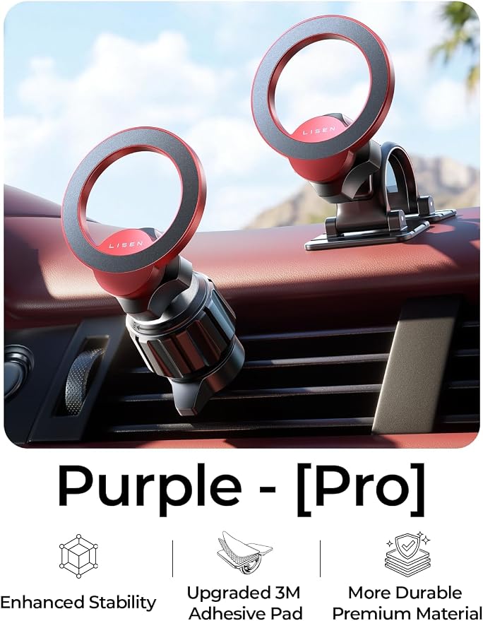 for MagSafe Car Mount,Car Accessories for Women Men [2025 Ultra] Magnetic Phone Holder for Car 360 Dashboard Vent Phone Mount for Car Organization iPhone 16 15 14 13 12 Pro Plus Mini,Red