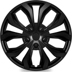 4-Pack Universal Hubcaps Wheel Covers Replacement R16, Steel Wheel Rim Cover for Most Cars Trucks Sedans SUV, 16" 16 in Hub Caps (Bright Black Color, 16 inch)