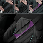 10 Pcs Car Floor Mats Full Set & Sport Leather Steering Wheel Cover 14.5-15 inch, Center Console Cover, Seat Belt Cushion, Cup Holder Coaster, Universal Automobile Interior Sets (Purple)