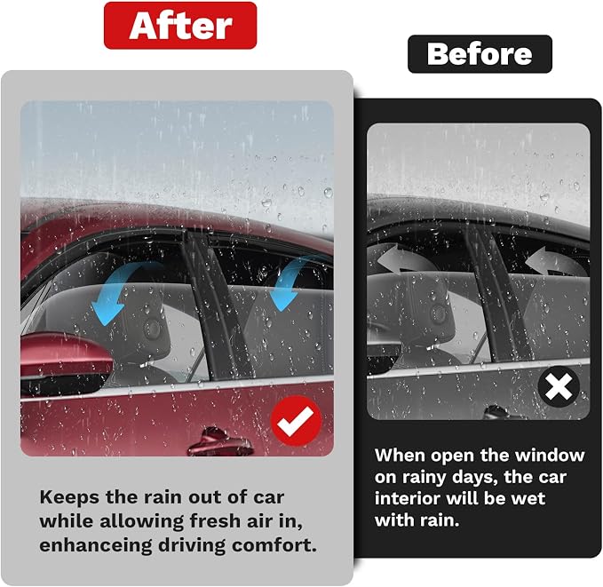 Sentra Rain Guards - Window Visors for Nissan Sentra 2020-2025, Outside-Mount Tape-On Side Window Wind Deflectors for Sentra Accessories, Vent Visors Shades Rainproof 4PCS