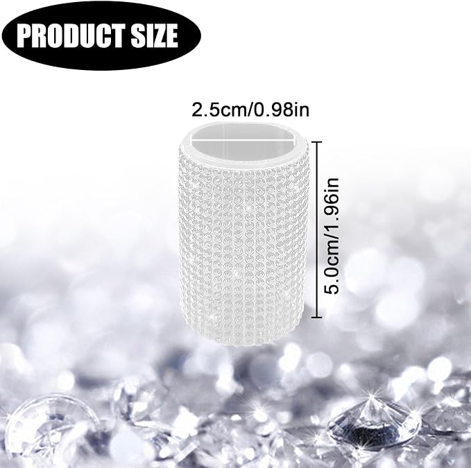 Upright Car Chapstick Holder, Bling Insulating Lip Balm Holder,Rhinestone Car Accessories for Women Interior,Suitable for Most Vehicles. (White)