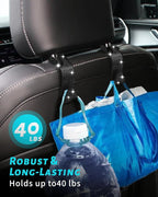 Sparkling Car Seat Hooks, 4 Pack, Black Purse Holder for Car Headrest, Chic Automotive Accessories for Women Essentials Handbag Clothes Coats Grocery Bags