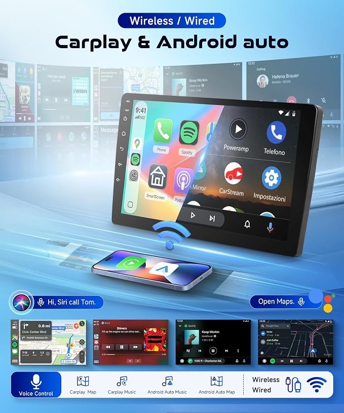 8 Core 6G+128G Android 15 Car Stereo Radio for Ford Escape Kuga Mazda Tribute 2007-2012 Wireless Carplay/Android Auto 9'' HD IPS Sereen with 5.0 Bluetooth WiFi GPS SWC FM/RDS Radio Backup Camera