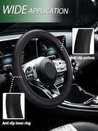 Car Steering Wheel Cover, Non-Slip Silicone Material, Multiple Color Choices, Universal Auto Parts Steering Wheel Cover, Suitable for Most Cars (Black2PCS)