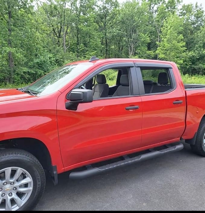 2019-2026 Tape-On Rain Guards for Chevrolet Chevy Silverado 1500 Crew Cab & for GMC Sierra 1500 Crew Cab Side Window Deflector Visors 2020 2021 2022 2023 2024 2025