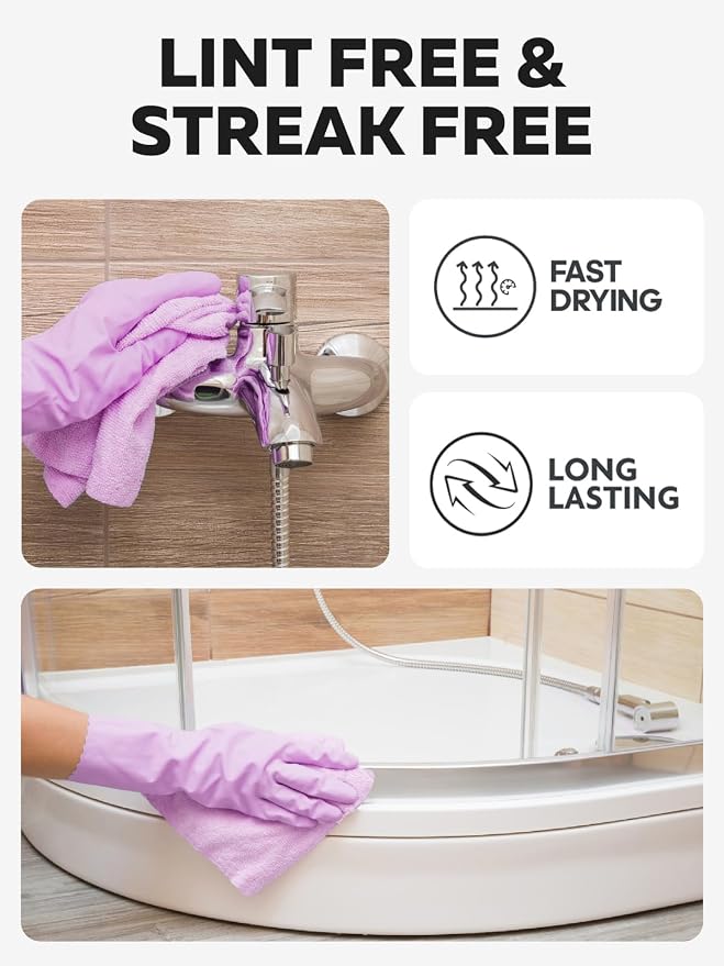 Microfiber Cleaning Cloth Roll-75 Sheets, 12" x 12" (Purple) | Super Absorbent, Lint-free, Tear-away Microfiber Towel Roll, for All-Purpose Cleaning, Reusable Alternative to Paper Towels