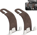 Car Seat Headrest Hook, Premium Suede Double Hook 2 Pack, Universal Hanging Accessories for Purse, Bag, Groceries - Car Interior Accessories (Brown)