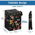 Car Trash Can with Lid Vintage Mushroom Ferns Floral Collapsible Reusable Leak-Proof Auto Garage Bag,Hanging Vehicle Car Accessories Interior Car Organizer