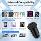 USB C Car Charger for iPhone 17 16 15 Pro Max,40W Dual Port USB-C & USB-A Car Fast Charging Adapter,2X10FT C to C Cable & A to C Carplay Cable for iPhone 17 16 15 Series/iPhone Air,iPad,Samsung-Black