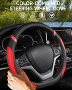 D-Shaped Flat Bottom Steering Wheel Cover for Women Girl - Stylish Car Accessory (Red)