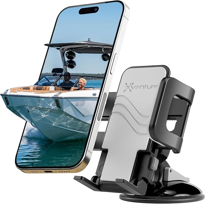 Griplox Waterproof Phone Mount for Boats – Marine Suction Cup Holder with Sealed Case, Secure Boat/Kayak/Jet Ski Phone Holder, Fits Smartphones up to 6.75"