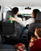 Corduroy Car Trash Can with Lid and Mesh Pockets - Leakproof Organizer,Multipurpose Waterproof Garbage Can/Trash Bin for Car(Black-3 Gallons)