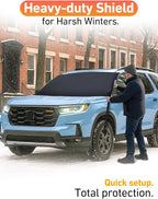 Car Snow Cover Compatible for Honda Pilot | Windshield Cover for Ice and Snow with S-Hook Straps | Heavy-Duty 600D Oxford Winter Car Cover, Waterproof & Anti-Slip