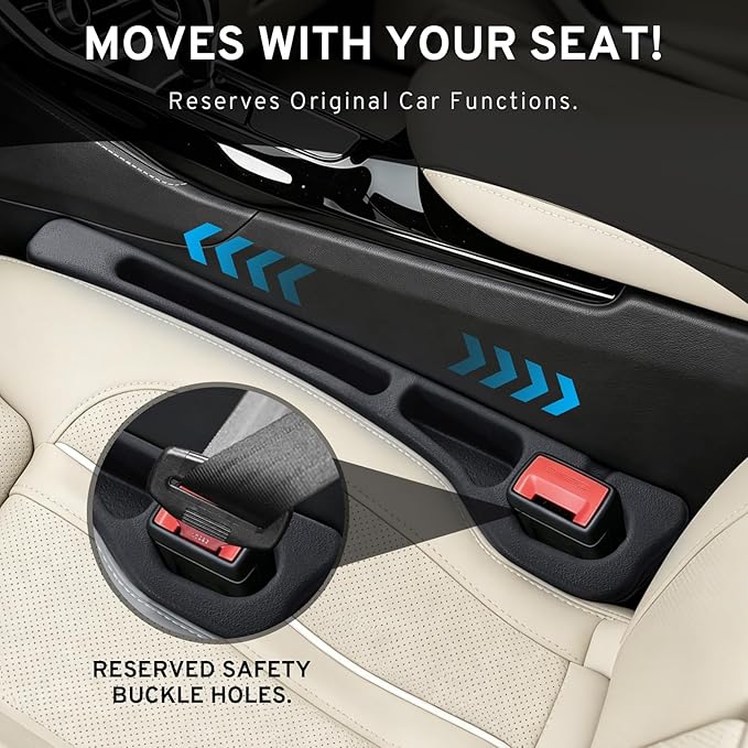 Car Seat Gap Filler Organizer for BMW X3 X5 X7 X1 3 5 7 Series 320i 328i 330i 325i 520i 530i 528i 540i 550i 2027 2026-2000 Plug With Storage Slot Strip No-Drop Seat Side Gap with Phone Holder - 2 Pack