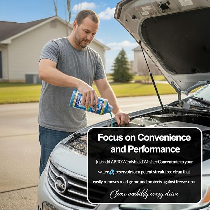 Windshield Washer Concentrate - 473ml, 2-in-1 All-Season Cleaner & Anti-Freeze, Up to -25°F (-31.5°C) Freeze Protection, Streak-Free Cleaning, Bug and Tar Removal