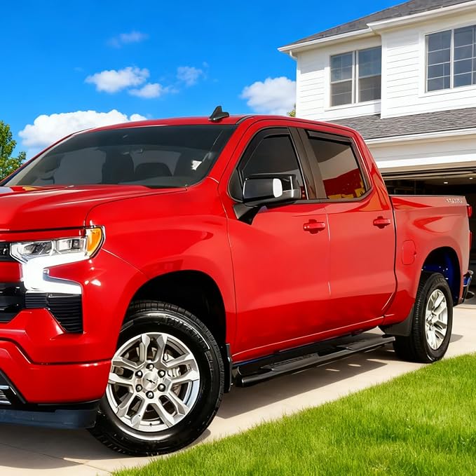 Smoke in-Channel Rain Guards Window Visors Compatible with Chevrolet Silverado 1500 & GMC Sierra 1500,2019-2026 Only for Crew Cab, Window Deflectors Vent Deflector Sun Shade Pickup Truck Accessories