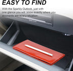 Car Registration and Insurance Holder, Vehicle Glove Box Car Organizer Men Women Wallet Accessories Case with Magnetic Shut for Cards, Essential Document, Driver License, Bling Red