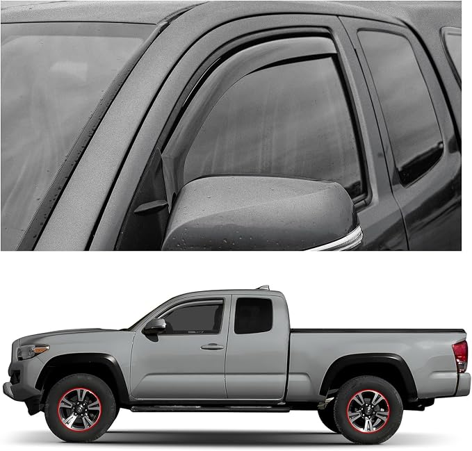 Window Deflectors Smoke Tinted In-Channel Side Window Vent Visor Deflectors Rain Guards Compatible with Toyota Tacoma 2016-2023 Access Cab/Double Cab - 2pcs. GW0083