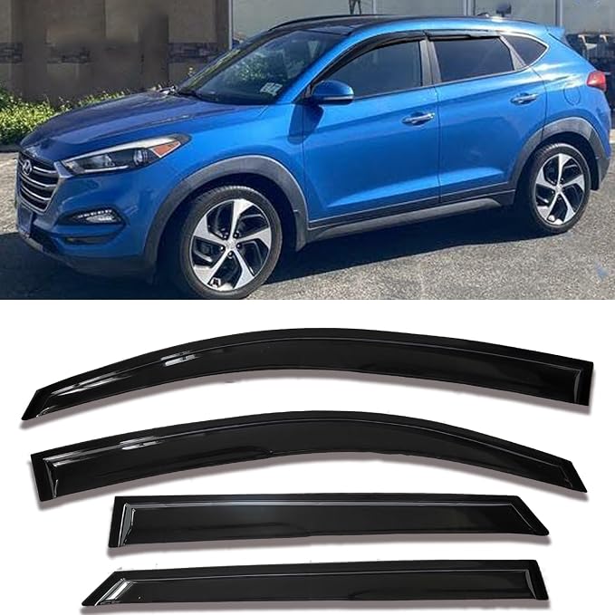 Side Window Visors rain Guards Vent Deflectors Compatible with Hyundai Tucson 2016-2021, Vent Deflector Window Rain Guard Sun Shade Visors, Car Accessories 4PCS 2016 2017 2018 2019 2020 2021