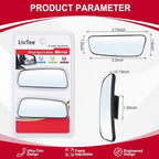 Framed Rectangular Blind Spot Mirror, HD Glass and ABS Housing Convex Wide Angle Rearview Mirror with Adjustable Stick for Universal Car (2 pcs)