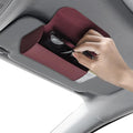 Sunglasses Holder for Car Sun Visor, Leather Auto Eyeglasses Storage Case with Hidden Magnetic Closure, Universal Protective Glasses Organizer Box, Visor Accessories for Woman Man (Wine red)