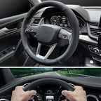 Nappa Premium Leather car Steering Wheel Cover, Non-Slip, Breathable, Universal 15 inches (red Blue line)