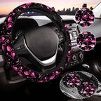 Flamingo Steering Wheel Cover for Women, Universal Auto Steering Wheel 14-15 Inch Car Interior Accessories with 2PCS Car Coasters, Suitable for Men and Women