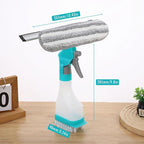4 in 1 Window Cleaner Tool with Squeegee & Sprayer, 10" Streak-Free Scraper Kit with Microfiber Washer Head, Portable Multifunction Refillable Bottle for Glass/Shower/Car