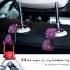 4 PCS Car Seat Headrest Hooks, Bling Crystal Rhinestone Back Seat Hanger Storage Organizer, Sparkly Seatback Holder Hooks for Purse and Bags Universal For Most Vehicles (Pink)