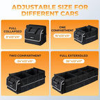 4 in 1 Car Trunk Storage Organizer with Leakproof Cooler Bag, Made of 1680D Oxford and PP board, Multi-Compartment Foldable Trunk Storage Box for Car Truck SUV