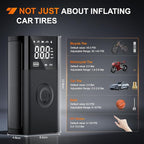 Tire Inflator Portable Air Compressor Battery Rechargeable 12VDC 150PSI Cordless Auto Shutoff w/Digital Pressure Gauge 2X Faster Inflation Pump for Car Motorcycle ATV UTV Bike