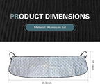 Car Front Windshield Rain Trough Protection Cover, 66.9" x 17.7" Multifunctional Windshield Cover, Sunscreen/Snow Protection/Leaf Protection, Four-Season Universal Protective Covers(Silver)