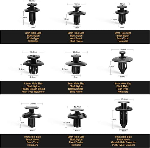 190 Pcs Car Retainer Clips & Fastener Remover - 18 Most Popular Sizes & Applications Auto Push Pin Rivets Set -Door Trim Panel Clips for Toyota, Honda, Nissan, Mazda - Bonus Fastener Remover