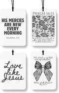 Dark Coquette Bow Floral Christian Car Air Freshener 4 Pcs, Preppy Girly Religious Hanging Air Freshener for Cars Closet Drawer Books, Cute Christian Car Accessories Mirror Decor for Women