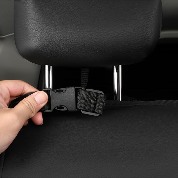 Leather Back Seat Cover,Piping Waterproof Bench Seat Cover, Rear Seat Cover Universal Fit for Cars Sedans SUVs Truck 95% Automotive Interior Backseat Car Covers (Rear,Black and Red)