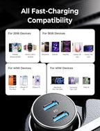 90W USB C Car Charger USB C Fast Charge, 45W PD&QC 3.0 Fast Car Charger for iPhone 17 Pro Max 16 15 Pro, Cigarette Lighter USB Charger Adapter for Samsung S26 S25, Android [Metal&Mini] Sockets