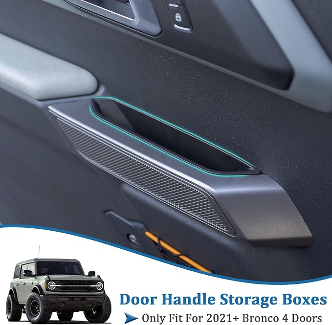 4 Doors Handle Storage Box Compatible with Ford Bronco 2021-2026 Accessories, Phone Holder Front and Rear Door Grab Handle Pocket Storage ABS Plastic-4PCS (Not for Sport Model)